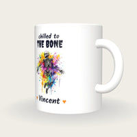 Personalised Neon Skeleton Mug, Chilled To The Bone, three-quarter view