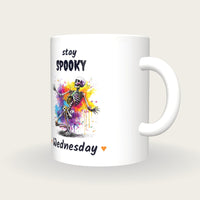 Personalised Neon Skeleton Mug, Stay Spooky, three-quarter view