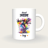 Personalised Neon Zombie Mug, Dead Inside, front