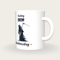 Personalised Grim Reaper Mug, Feeling Grim, three-quarter view