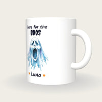 Personalised Screaming Ghost Mug, Here For The Boos, three-quarter view