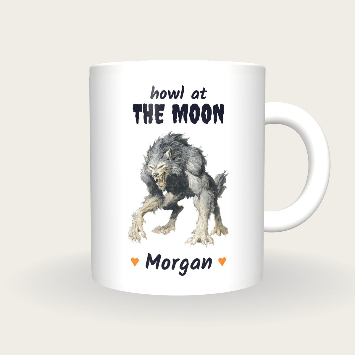 Personalised Werewolf Mug, Howl At The Moon, front