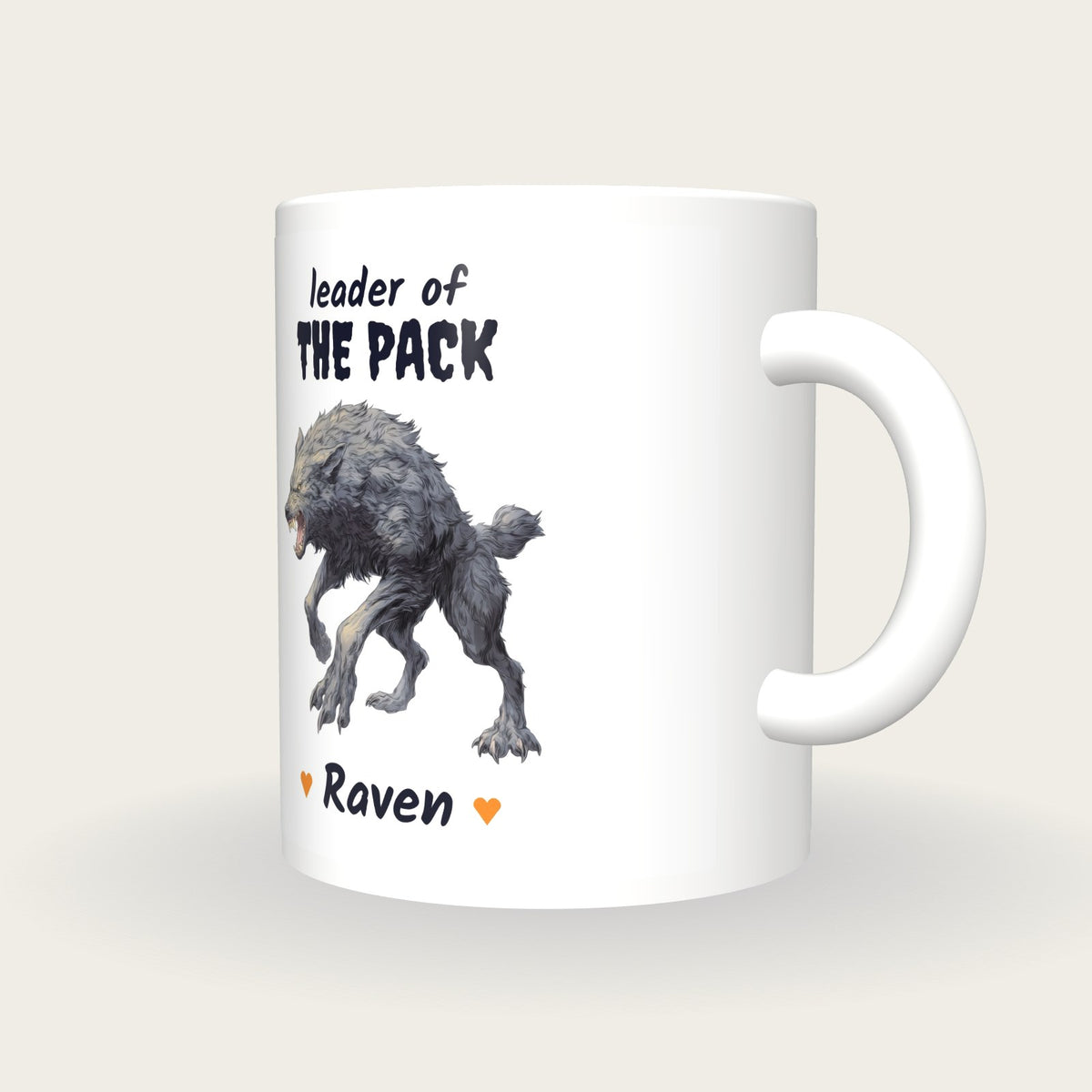 Personalised Werewolf Mug, Leader Of The Pack, three-quarter view
