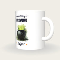 Personalised Witches Cauldron Mug, Something's Brewing, three-quarter view