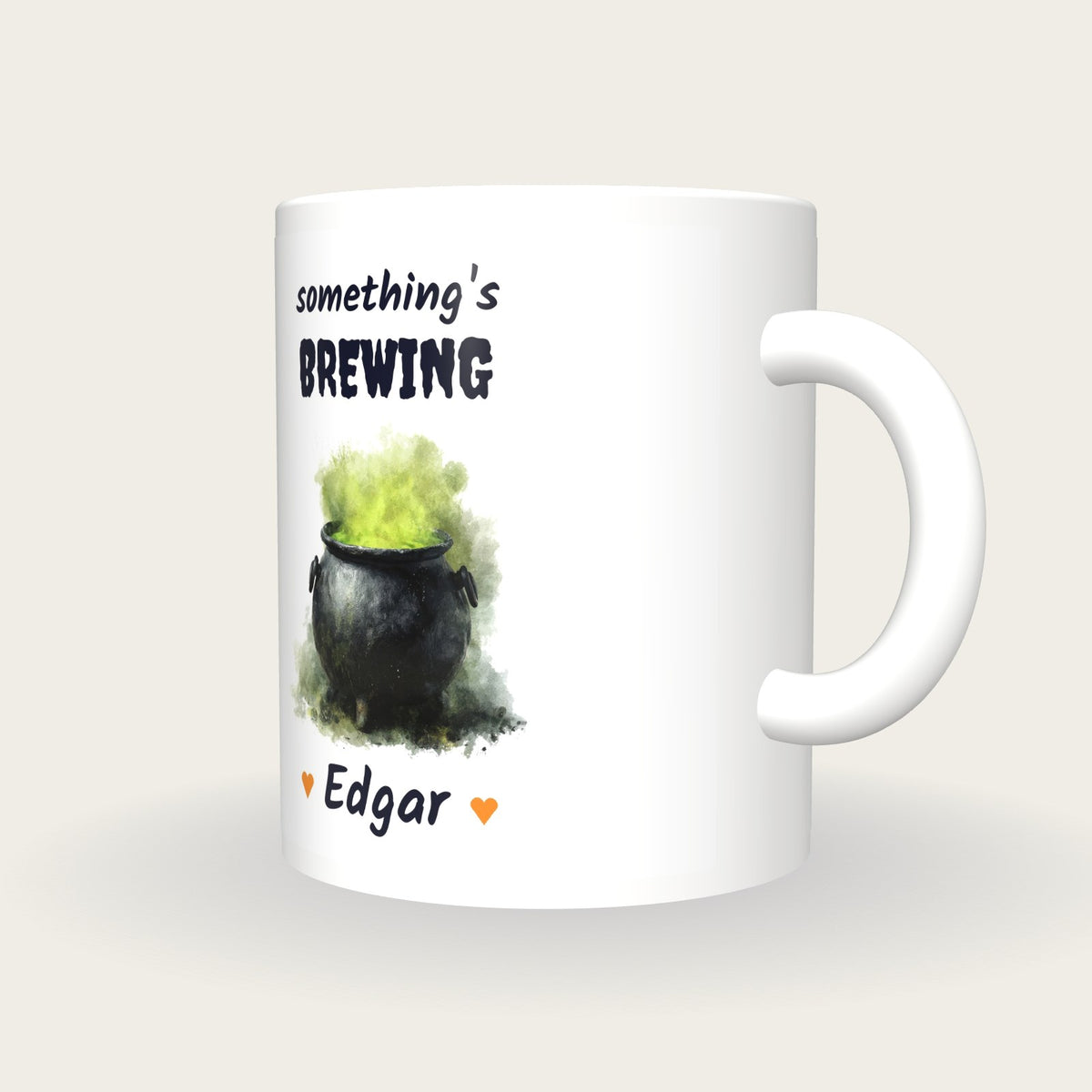 Personalised Witches Cauldron Mug, Something's Brewing, three-quarter view