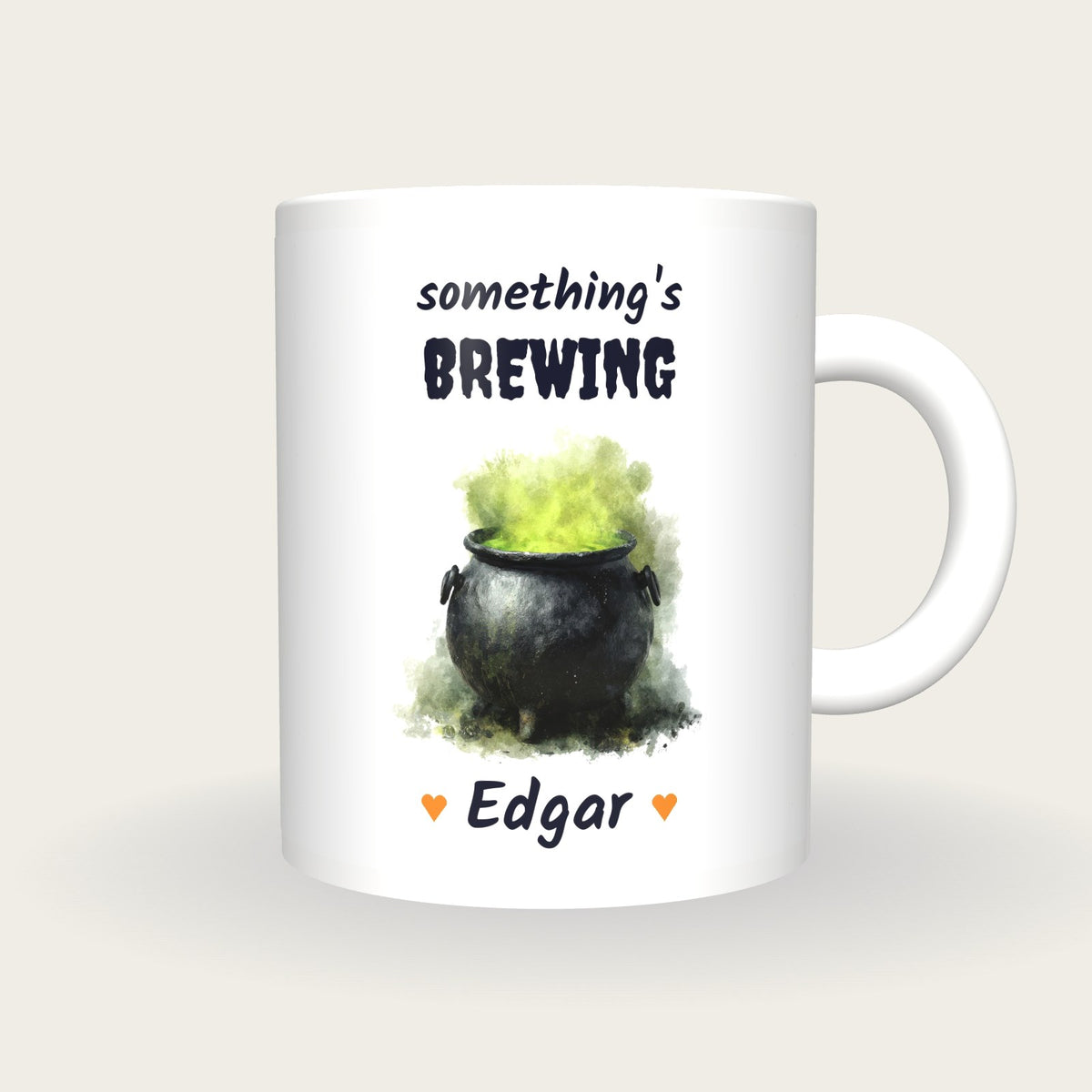Personalised Witches Cauldron Mug, Something's Brewing, front