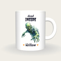 Personalised Zombie Mug, Dead Inside, front
