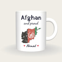 Personalised Afghanistan Map Mug, Afghan And Proud, front