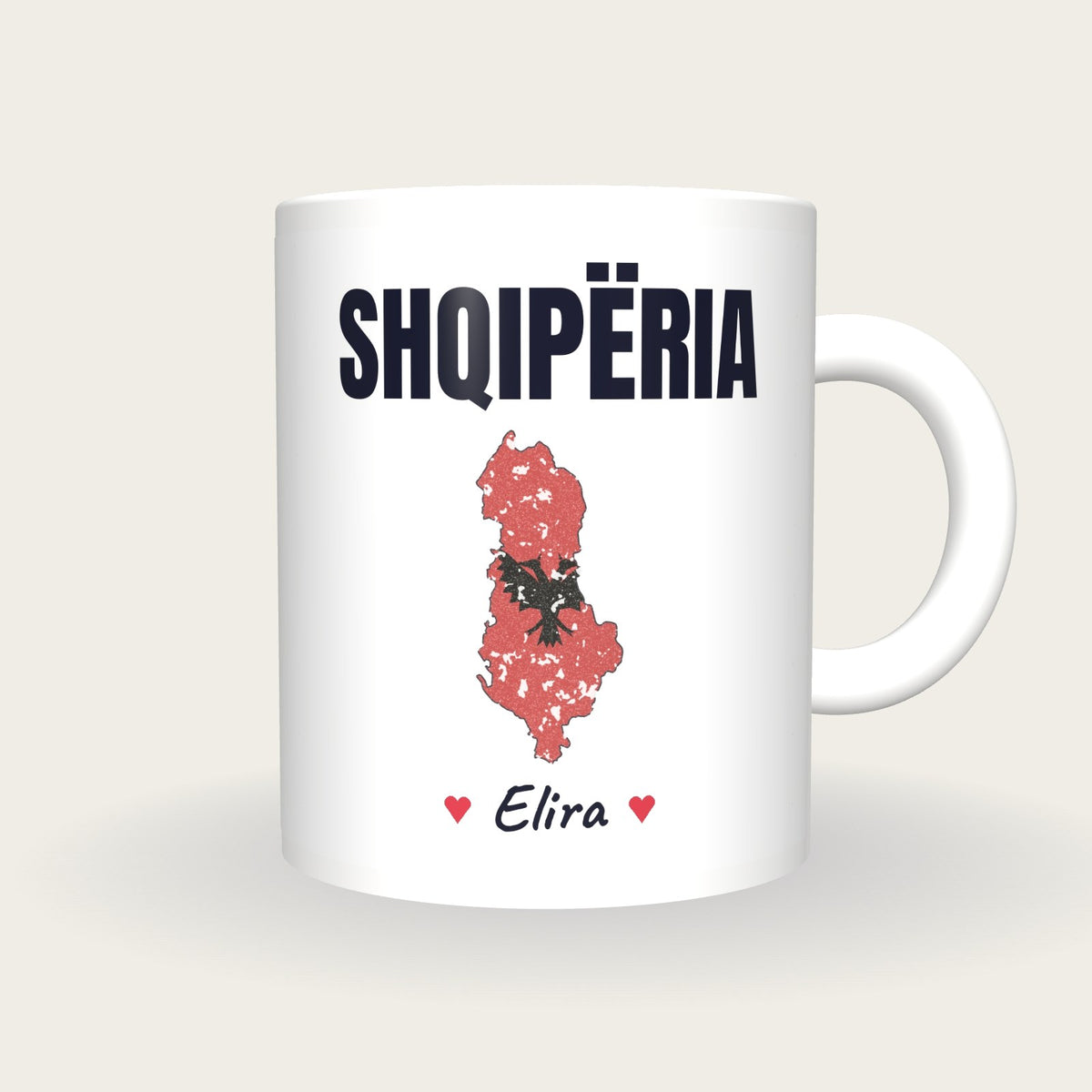 Personalised Albania Map Mug, Shqipëria, front