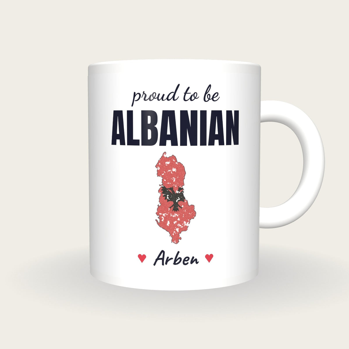 Personalised Albania Map Mug, Proud To Be Albanian, front