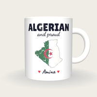 Personalised Algeria Map Mug, Algerian And Proud, front