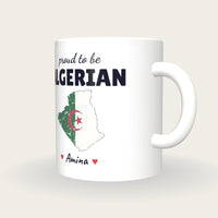 Personalised Algeria Map Mug, Proud To Be Algerian, three-quarter view