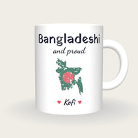 Personalised Bangladesh Map Mug, Bangladeshi And Proud, front