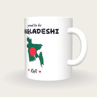 Personalised Bangladesh Map Mug, Proud To Be Bangladeshi, three-quarter view