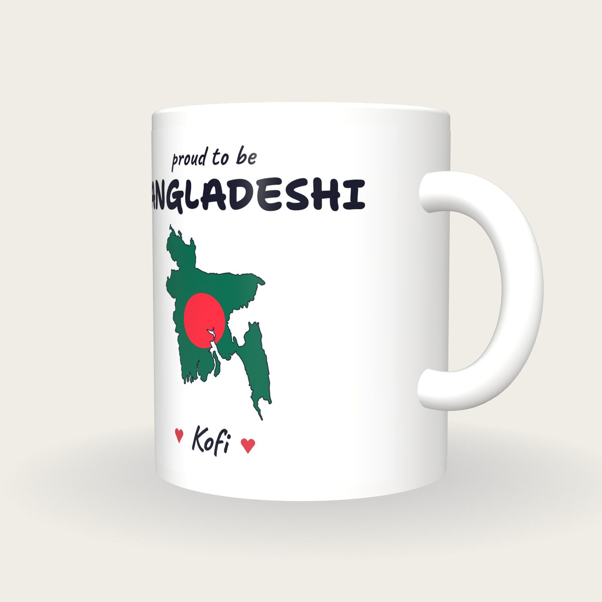 Personalised Bangladesh Map Mug, Proud To Be Bangladeshi, three-quarter view