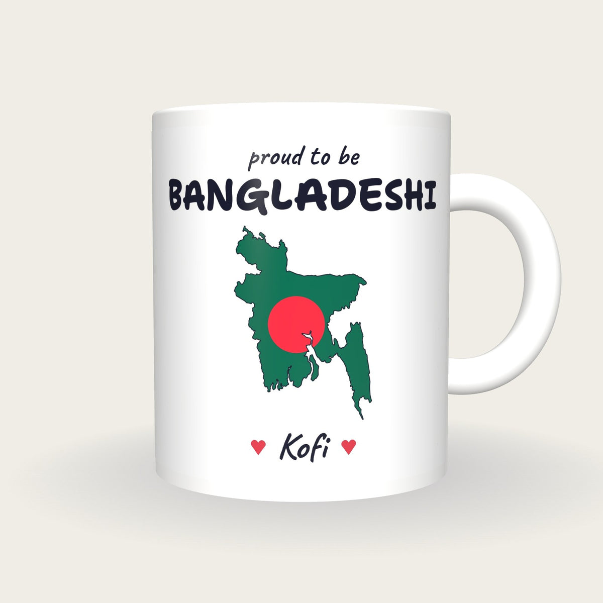 Personalised Bangladesh Map Mug, Proud To Be Bangladeshi, front