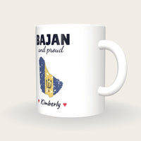 Personalised Barbados Map Mug, Bajan And Proud, three-quarter view