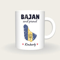 Personalised Barbados Map Mug, Bajan And Proud, front