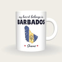 Personalised Barbados Map Mug, My Heart Belongs In Barbados, front