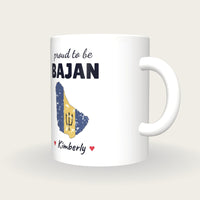 Personalised Barbados Map Mug, Proud To Be Bajan, three-quarter view