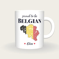 Personalised Belgium Map Mug, Proud To Be Belgian, front