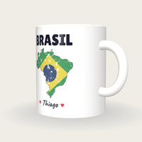 Personalised Brazil Map Mug, Brasil, three-quarter view