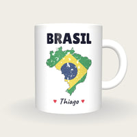 Personalised Brazil Map Mug, Brasil, front