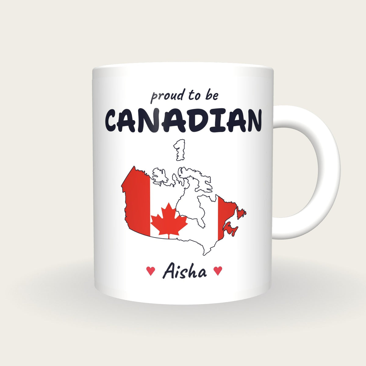 Personalised Canada Map Mug, Proud To Be Canadian, front