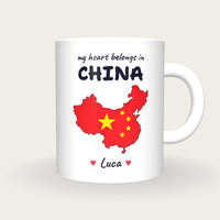 Personalised China Map Mug, My Heart Belongs In China, front