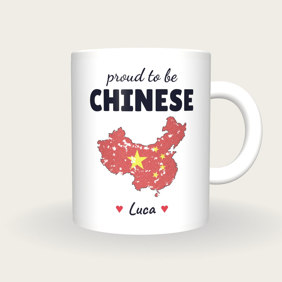 Personalised China Map Mug, Proud To Be Chinese, front