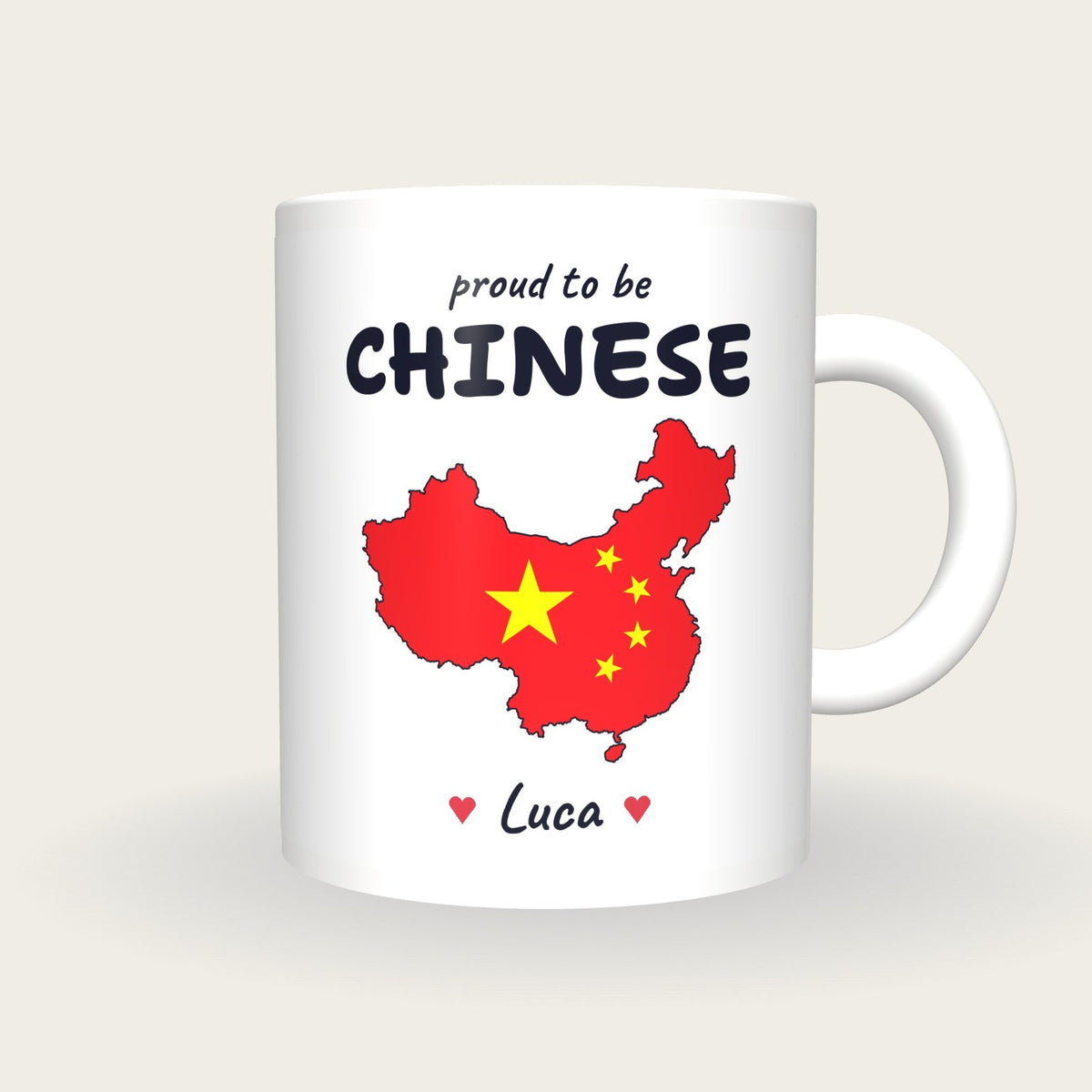 Personalised China Map Mug, Proud To Be Chinese, front