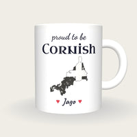 Personalised Cornwall Map Mug, Proud To Be Cornish, front