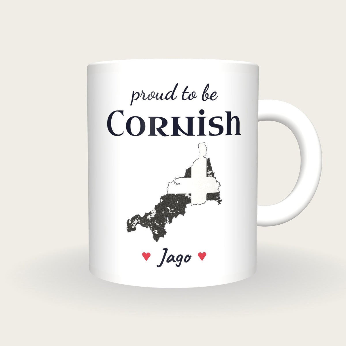 Personalised Cornwall Map Mug, Proud To Be Cornish, front