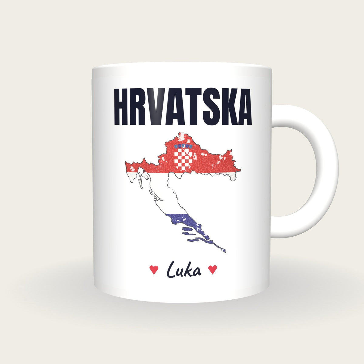 Personalised Croatia Map Mug, Hrvatska, front