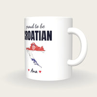 Personalised Croatia Map Mug, Proud To Be Croatian, three-quarter view