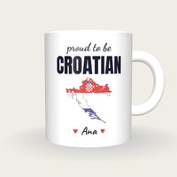 Personalised Croatia Map Mug, Proud To Be Croatian, front
