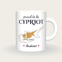 Personalised Cyprus Map Mug, Proud To Be Cypriot, front