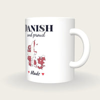 Personalised Denmark Map Mug, Danish And Proud, three-quarter view