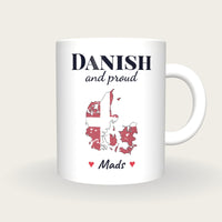 Personalised Denmark Map Mug, Danish And Proud, front