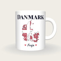 Personalised Denmark Map Mug, Danmark, front