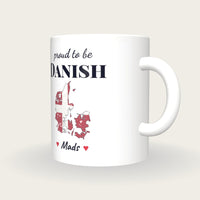 Personalised Denmark Map Mug, Proud To Be Danish, three-quarter view