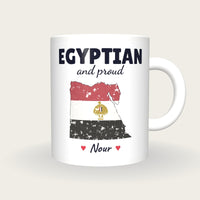 Personalised Egypt Map Mug, Egyptian And Proud, front