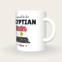 Personalised Egypt Map Mug, Proud To Be Egyptian, three-quarter view