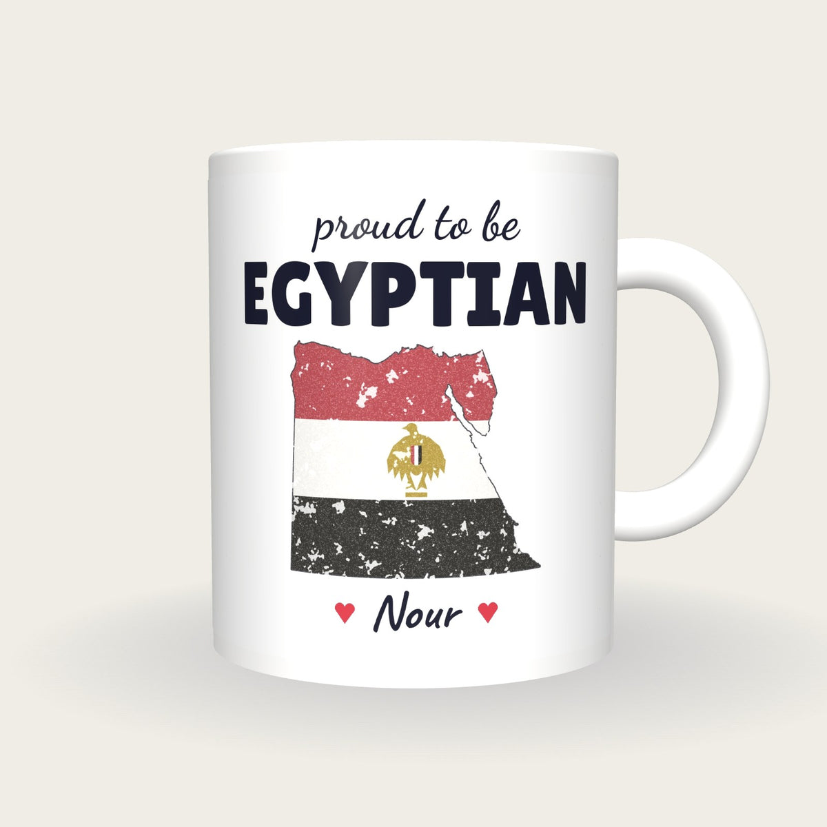 Personalised Egypt Map Mug, Proud To Be Egyptian, front