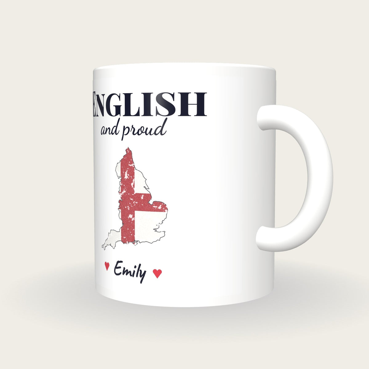 Personalised England Map Mug, English And Proud, three-quarter view