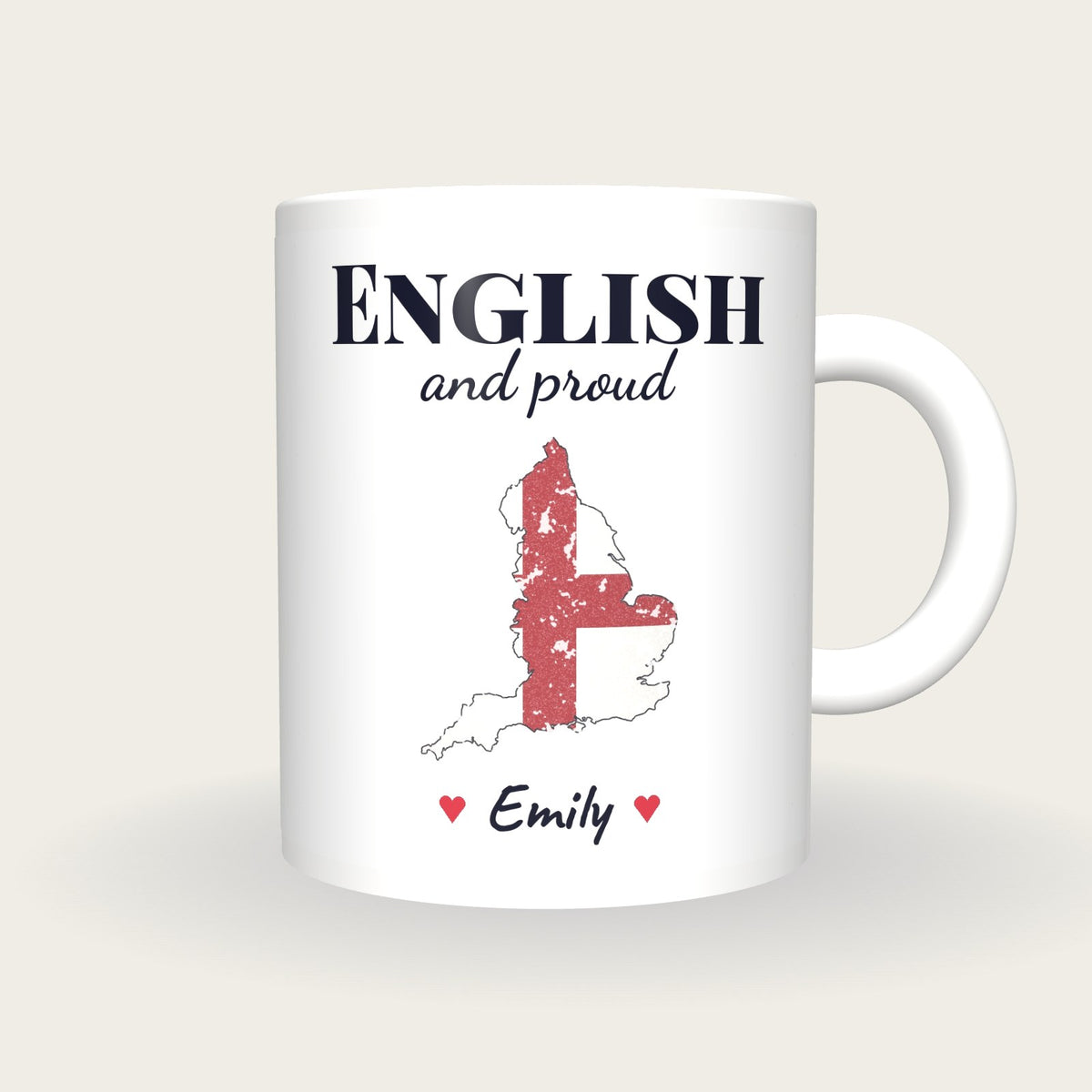 Personalised England Map Mug, English And Proud, front