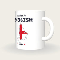 Personalised England Map Mug, Proud To Be English, three-quarter view