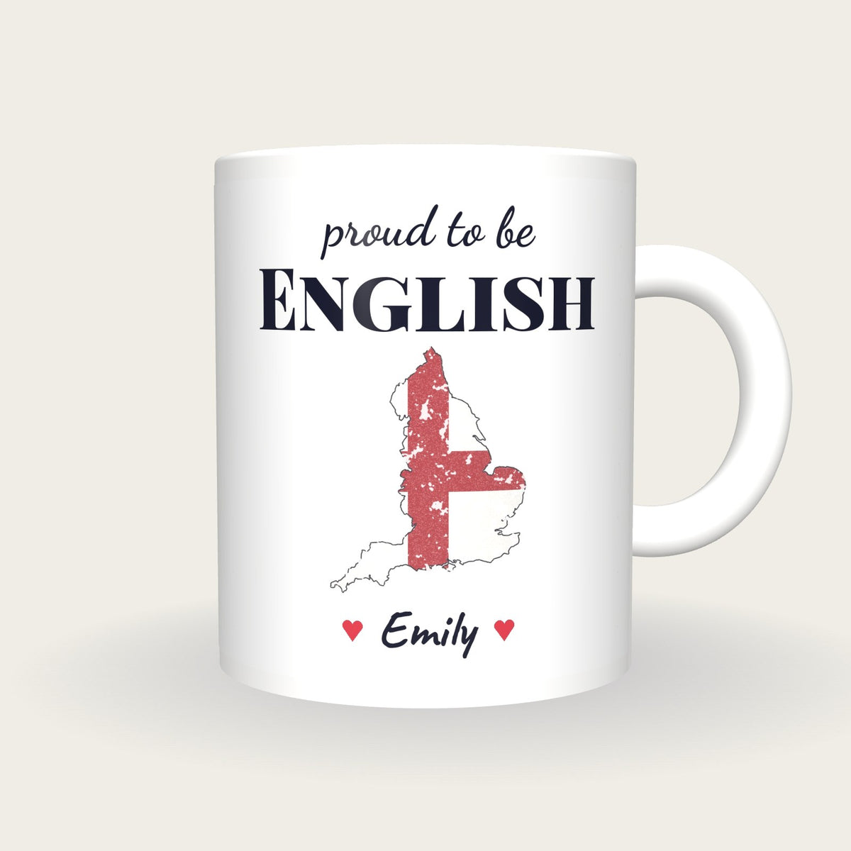 Personalised England Map Mug, Proud To Be English, front