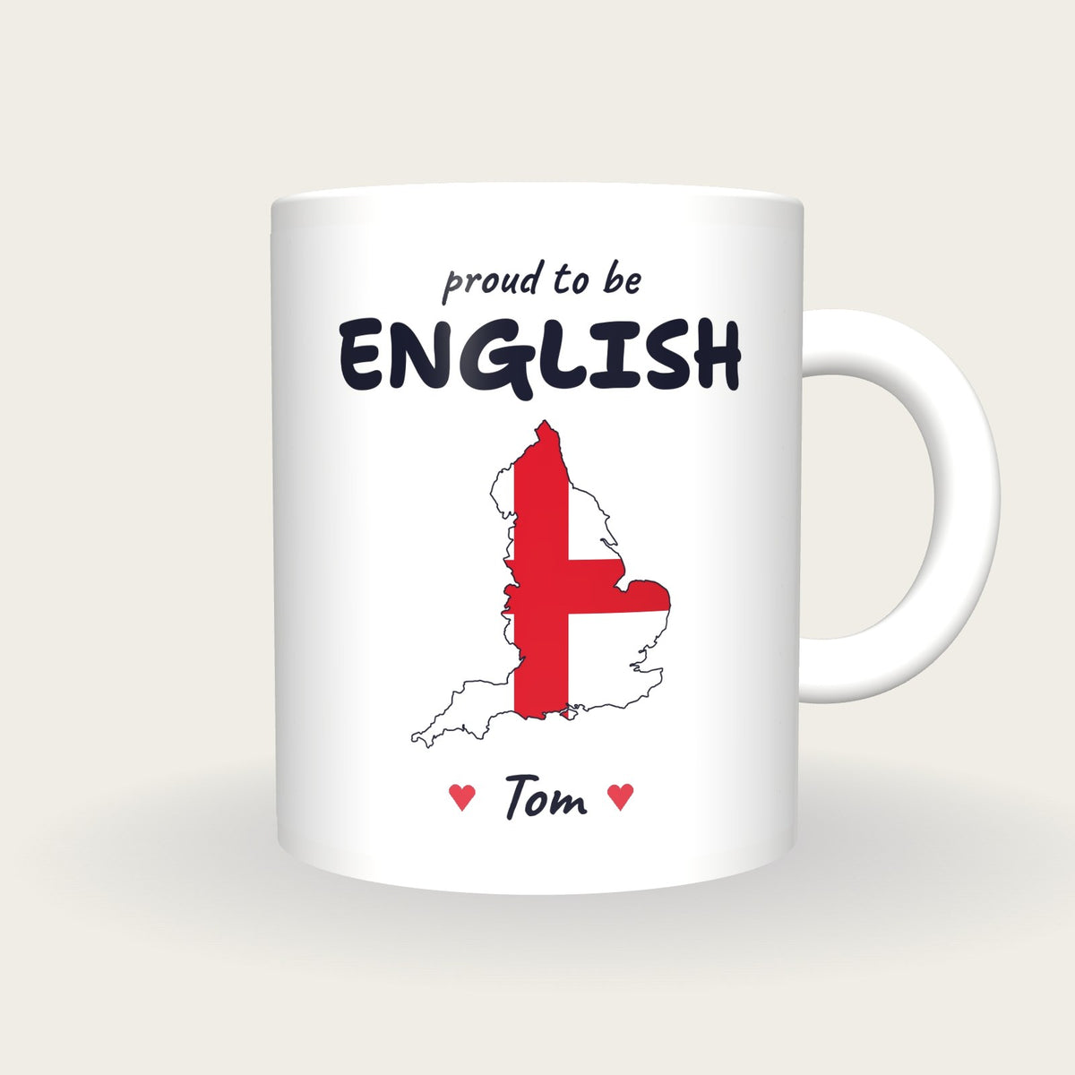Personalised England Map Mug, Proud To Be English, front