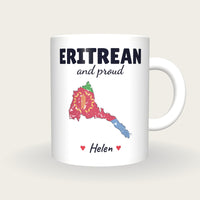 Personalised Eritrea Map Mug, Eritrean And Proud, front